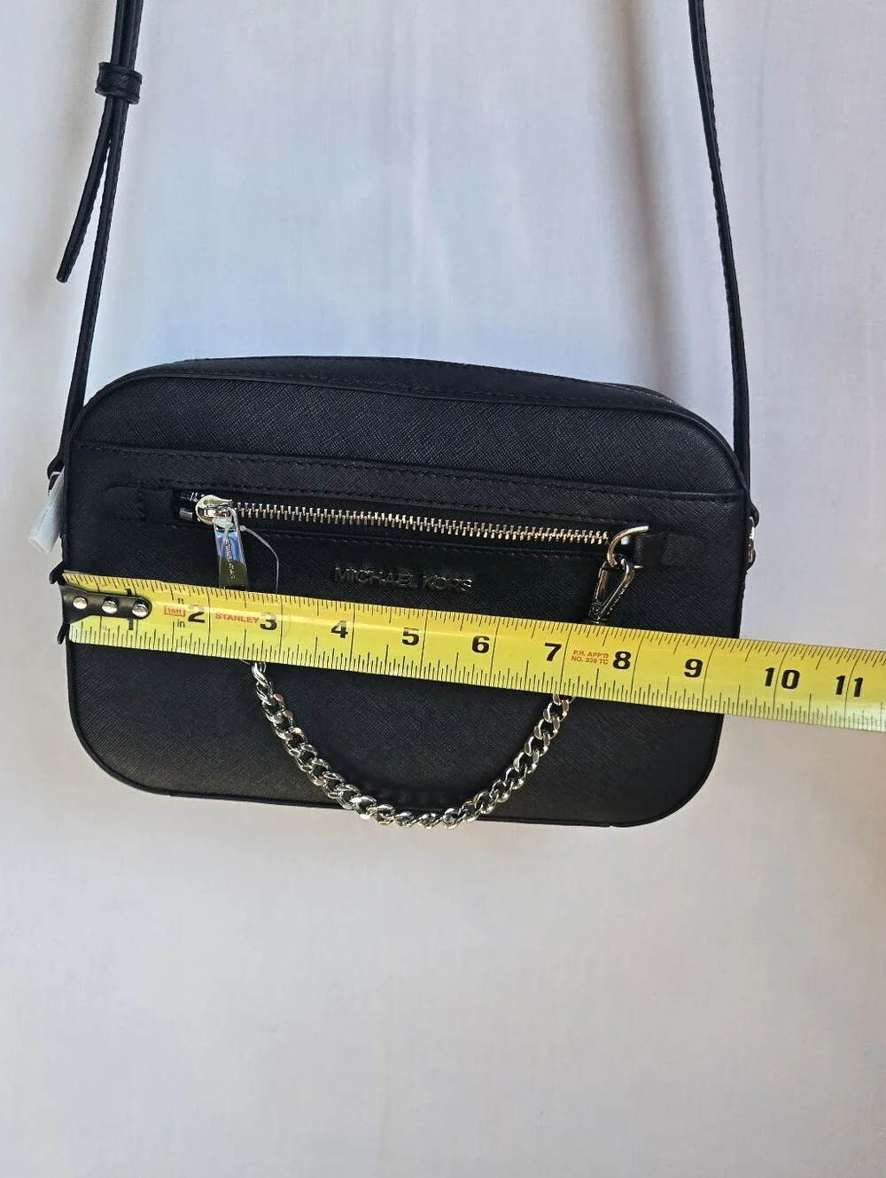 Michael Kors Black Crossbody with Silver Chain Accent